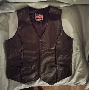 Leather zip front vest